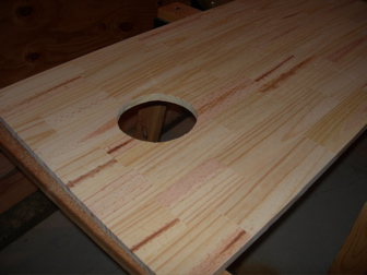 Cut the Hole — step 1 of building DIY cornhole / bean bag toss boards