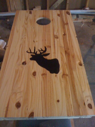 Finish the Boards — step 5 of building DIY cornhole / bean bag toss boards
